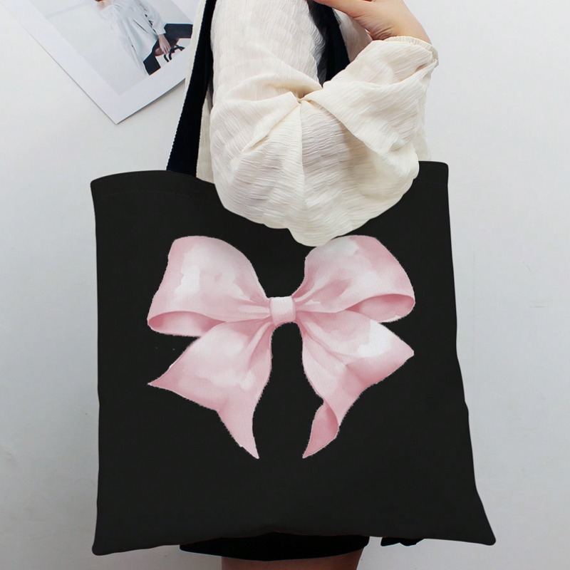 Ribbon Bow Gift - ROMWE Kawaii Bow Pattern Canvas Shoulder