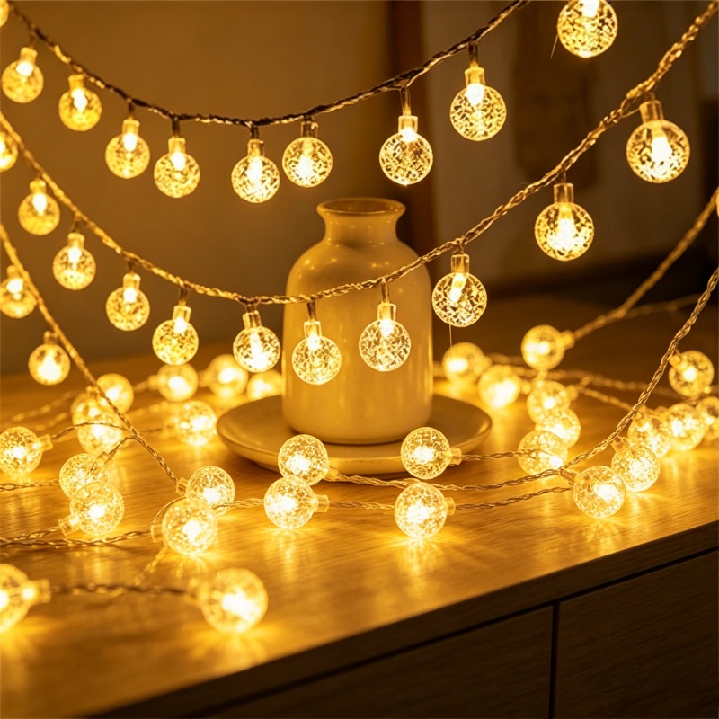 Led Fairy String Lights - 10/20/40/80LED Crystal Ball Garland String Lights