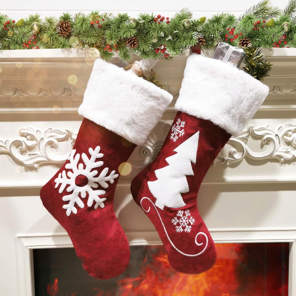 2-4 Pcs Large Burlap Christmas - Christmas Stocking Hanging ulasan dan harga