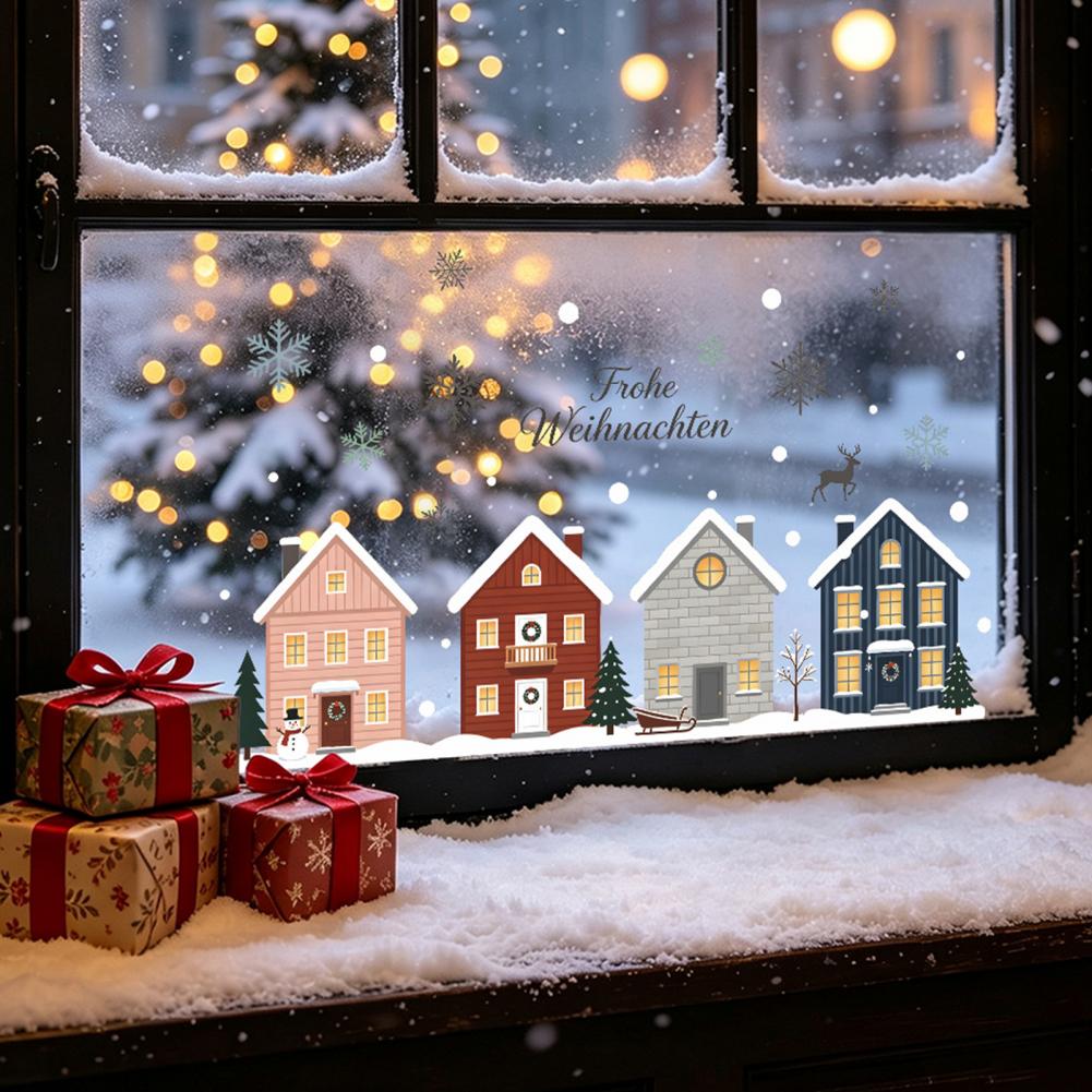 Elk Fir Tree Stickers 2pcs Chr - Snowflake Window Decal ulasan dan harga