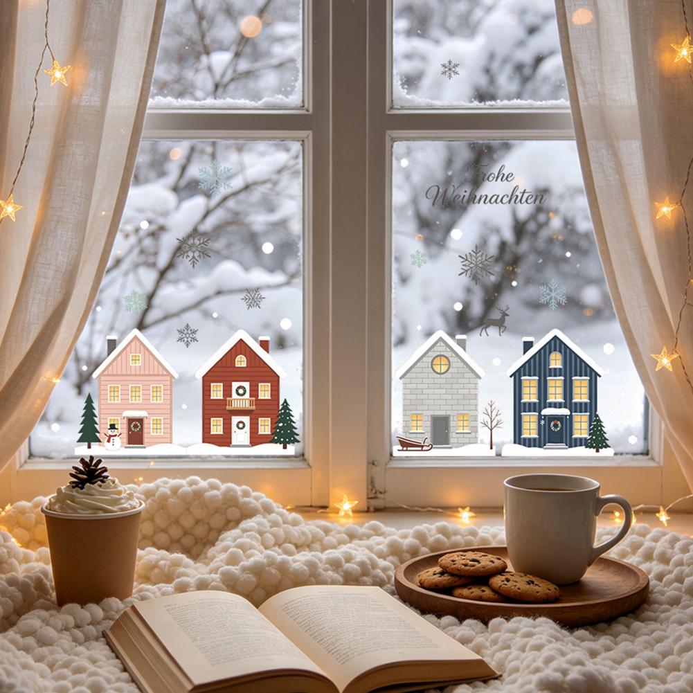 Elk Fir Tree Stickers 2pcs Chr - Snowflake Window Decal ulasan dan harga