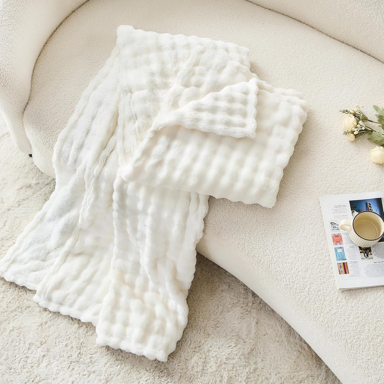 3D Bubble White Plush Blankets - Christmas Throw Blanket ulasan dan harga
