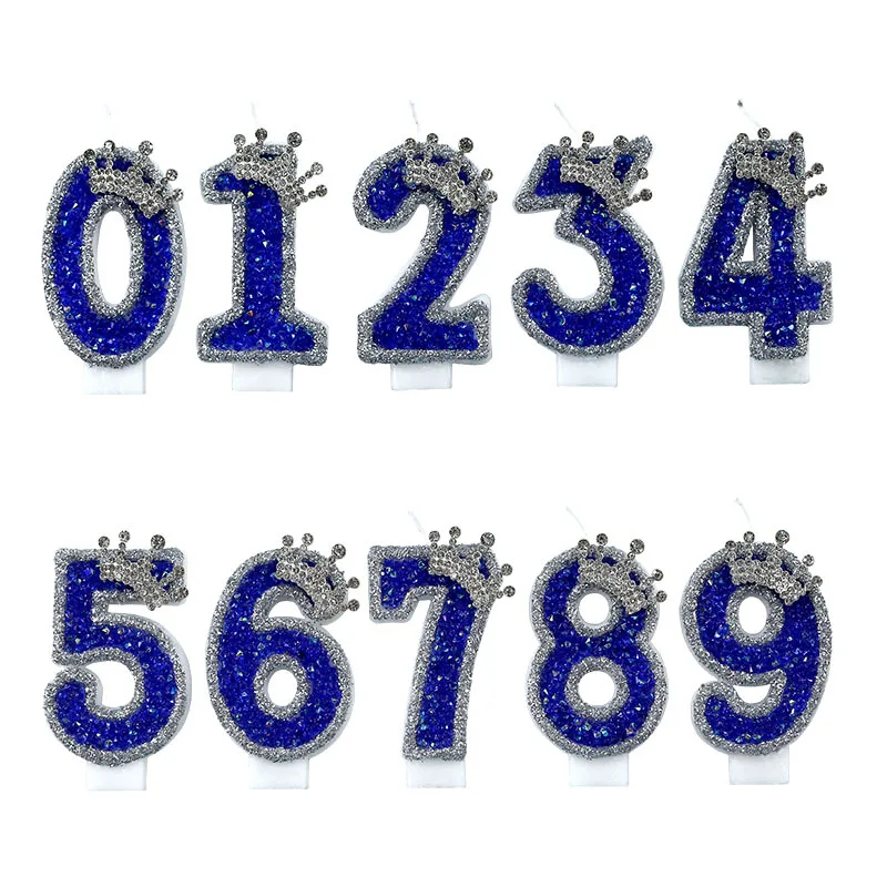 Blue Crown Birthday Candle 0-9 - Holiday Candle Set ulasan dan harga