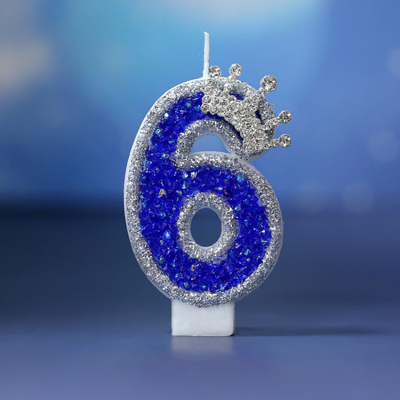 Blue Crown Birthday Candle 0-9 - Holiday Candle Set ulasan dan harga