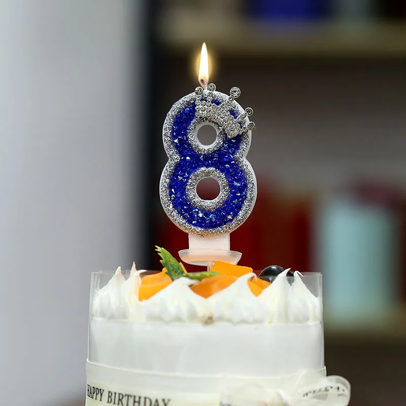 Blue Crown Birthday Candle 0-9 - Holiday Candle Set ulasan dan harga