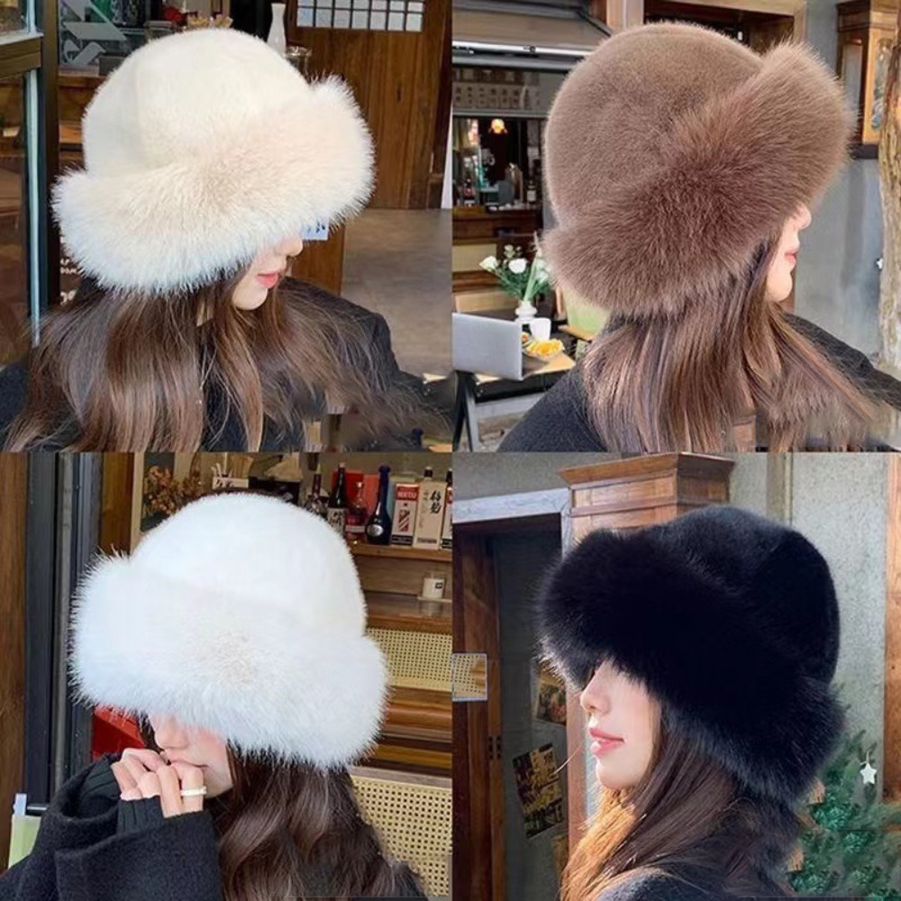 Women's Fluffy Fur Bucket Hat  - Santa Hat Plush ulasan dan harga