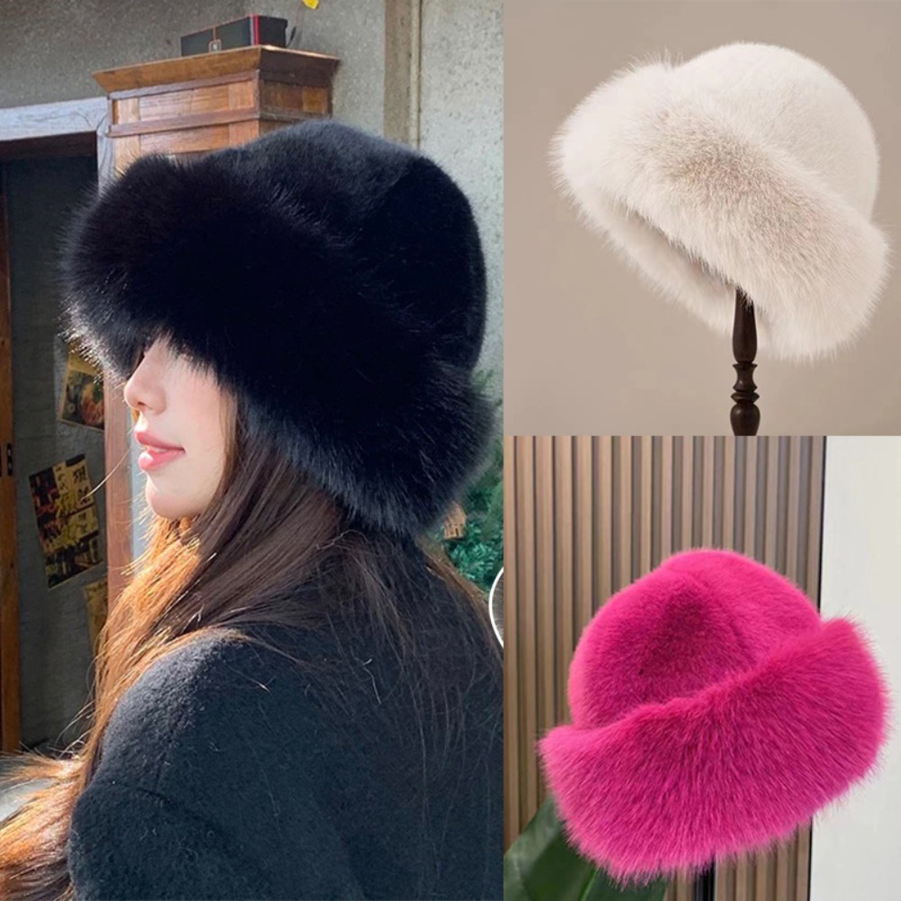 Women's Fluffy Fur Bucket Hat  - Santa Hat Plush ulasan dan harga