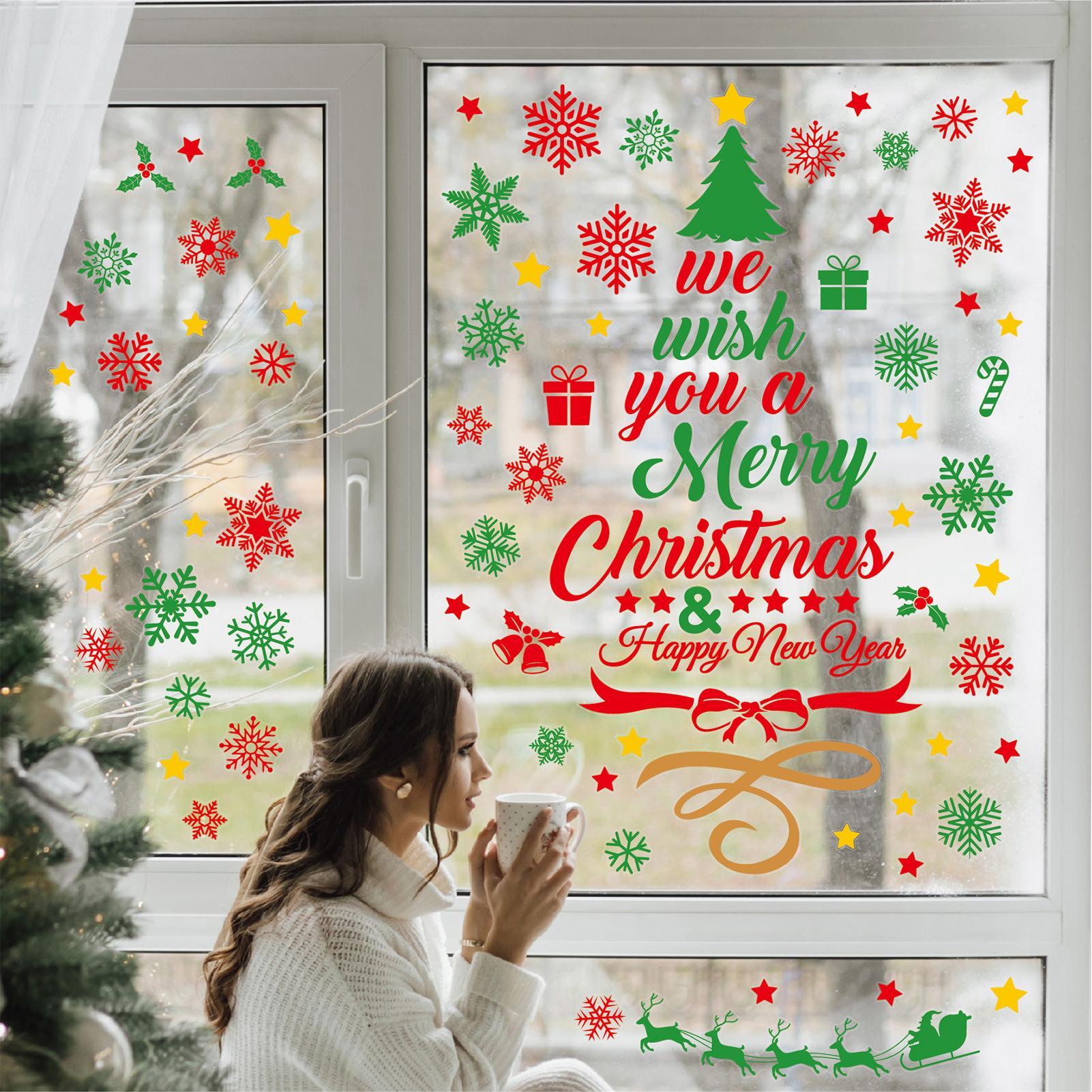 3 Pieces Christmas wall sticke - Snowflake Window Decal ulasan dan harga