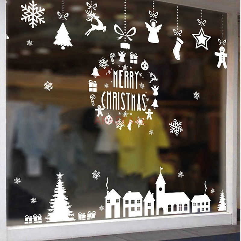 1PCS Christmas Village Glass W - Snowflake Window Decal ulasan dan harga