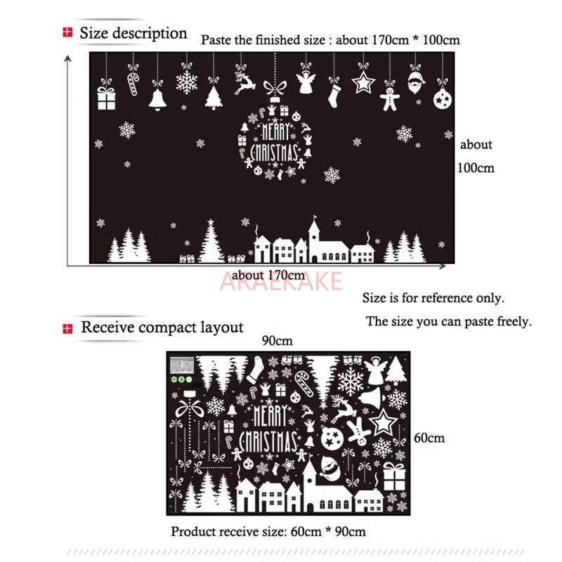 1PCS Christmas Village Glass W - Snowflake Window Decal ulasan dan harga